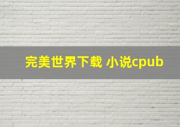 完美世界下载 小说cpub